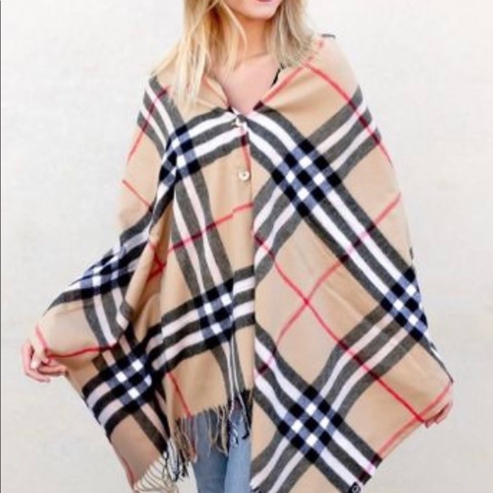 Softest Button English Plaid Scarf - Picture 2 of 3